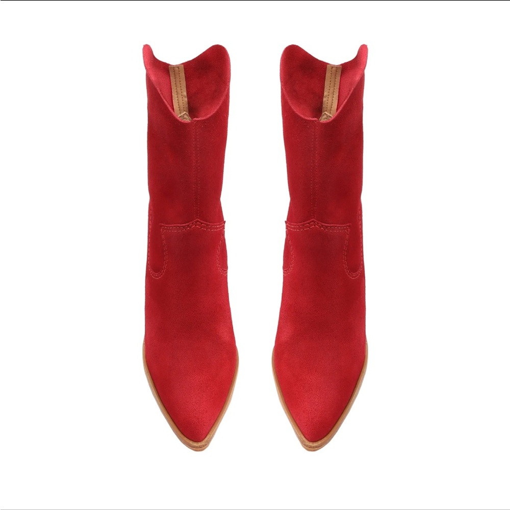New schutz red suede bootie cowgirl boots - Picture 3 of 3